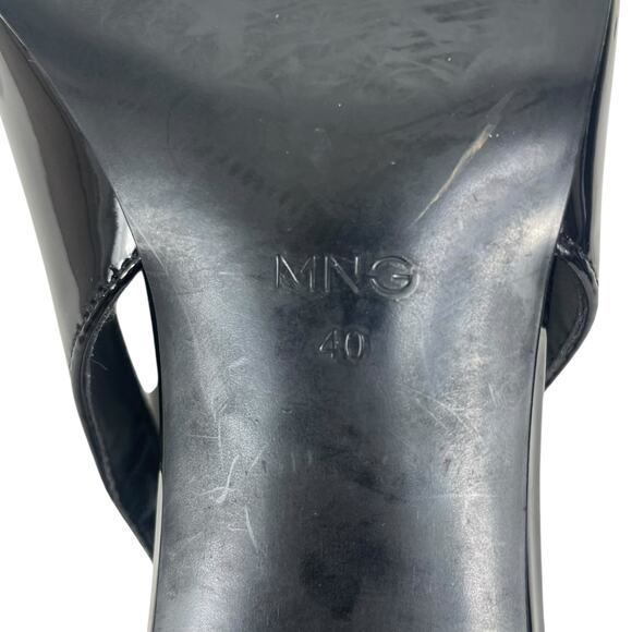 Mango Patent Leather Effect Slingback Mary Jane Pump Black Size 40 - Picture 10 of 12